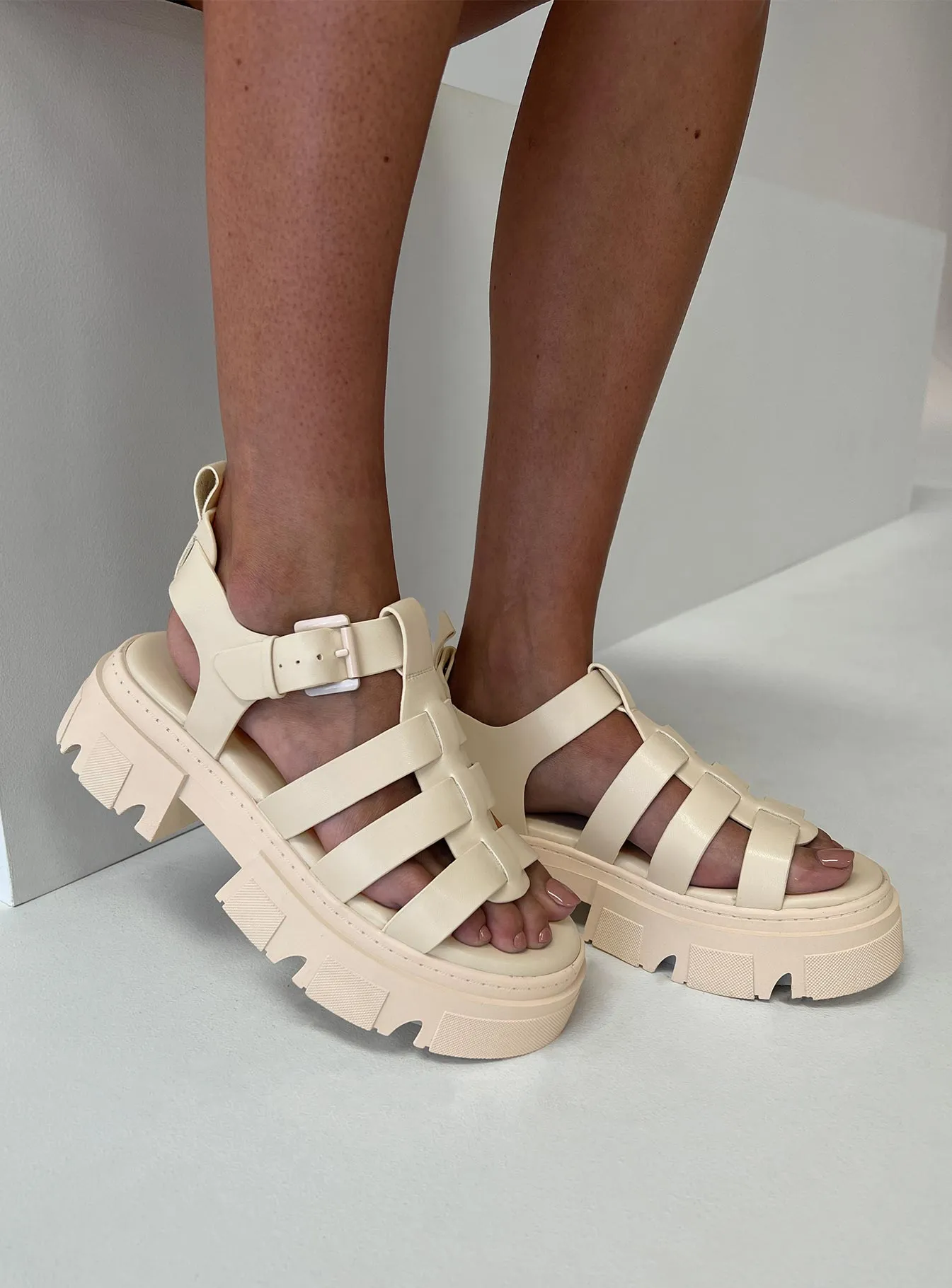 Alexis Cage Sandals Stone