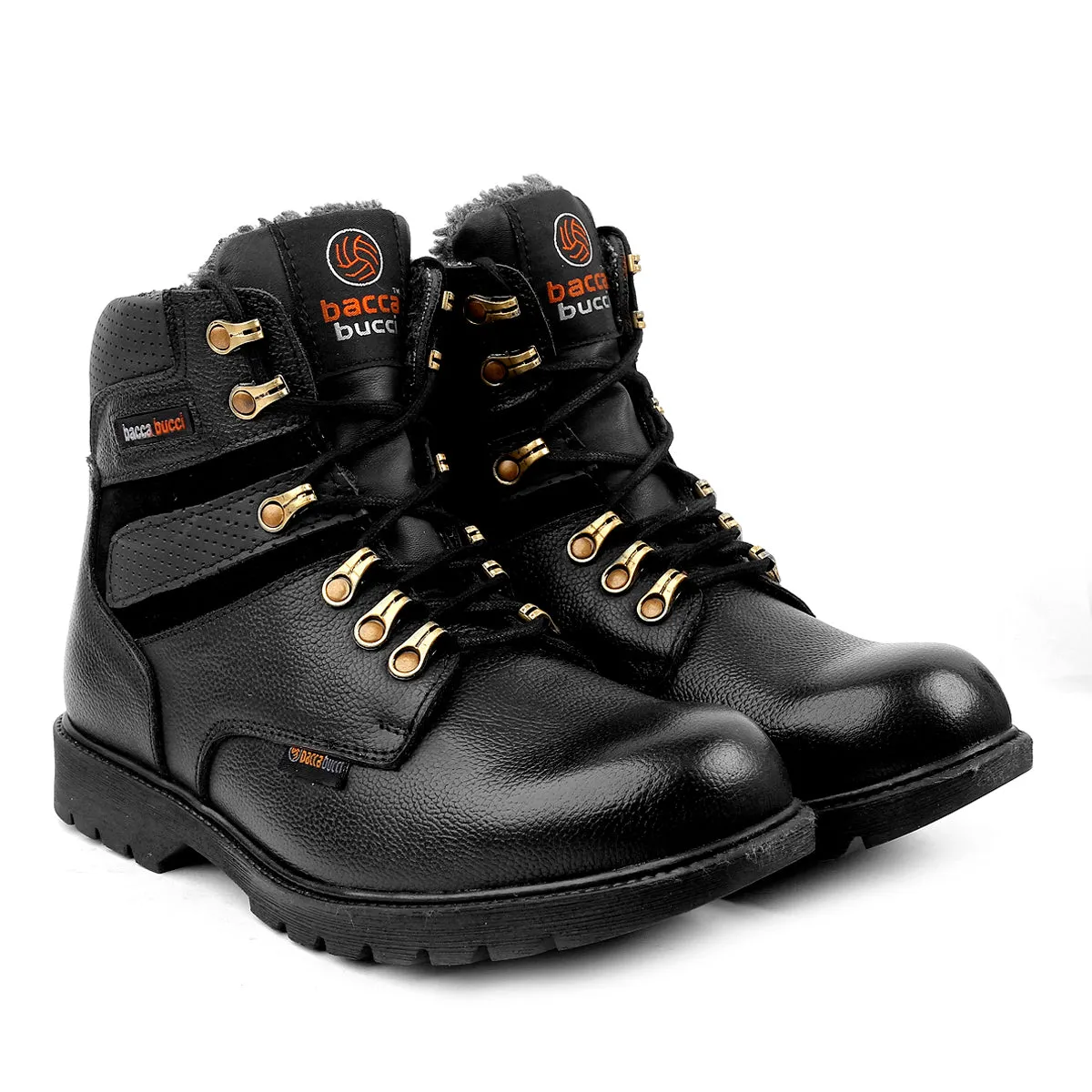 Bacca Bucci Genuine Grain Leather Boots | Snow Boots with 6 Inches Steel Toe Cap