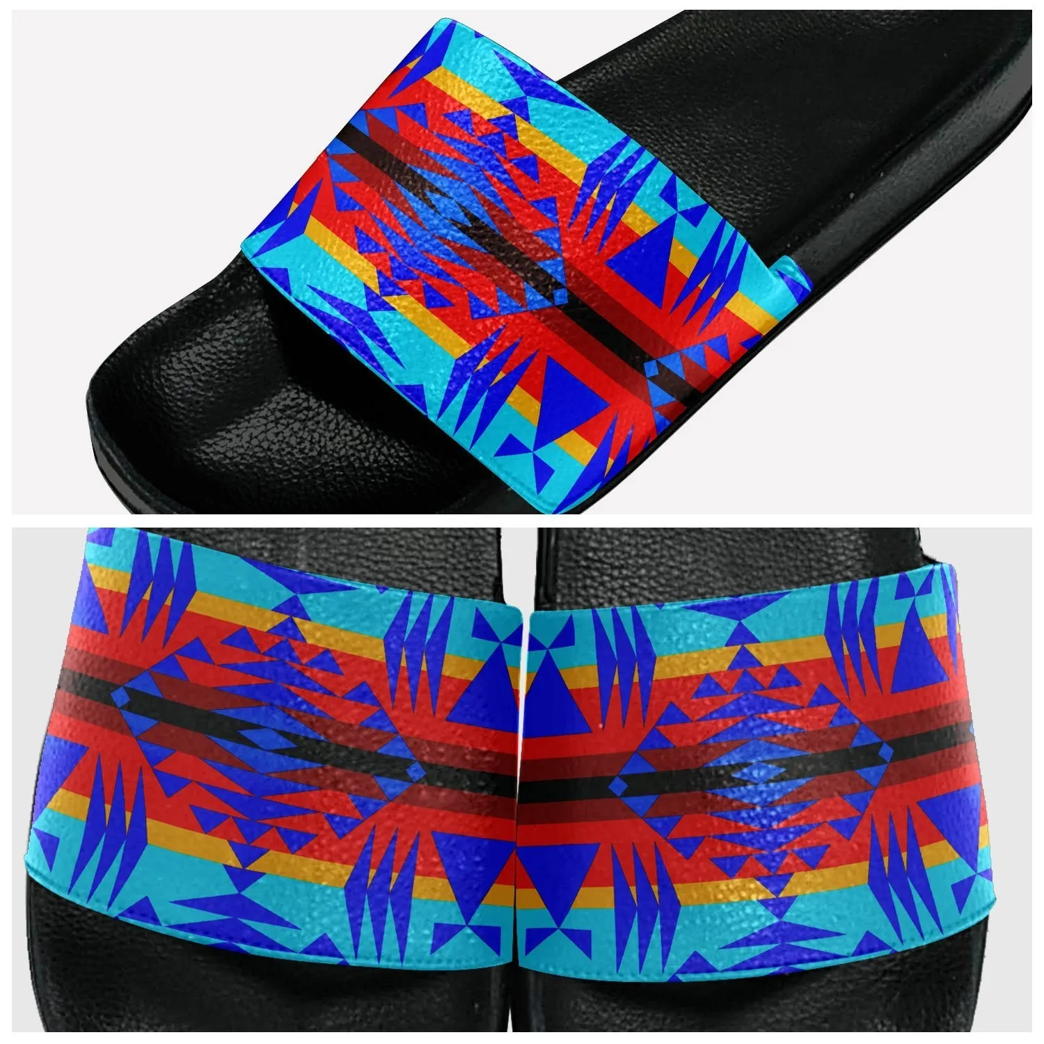 Between the Mountains Blue Slide Sandals