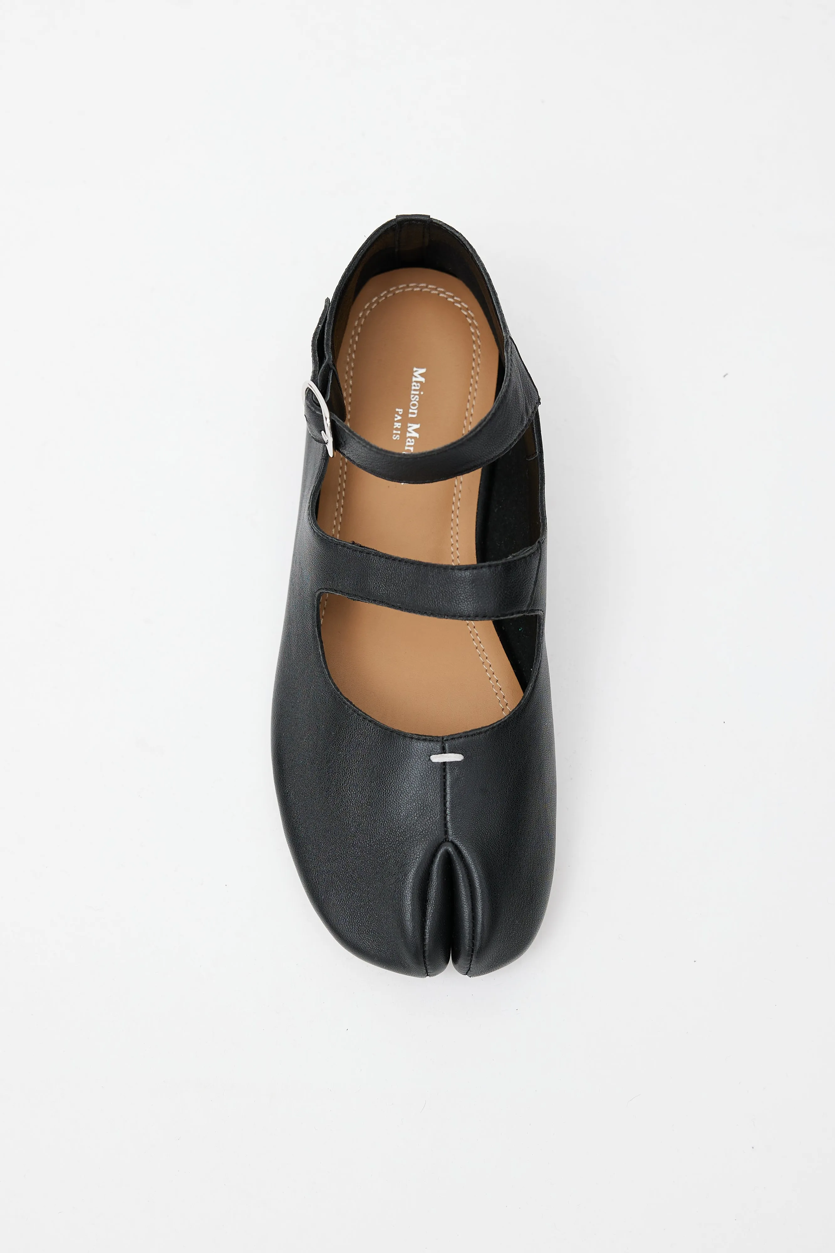 Black Mary Jane Leather Tabi Flat