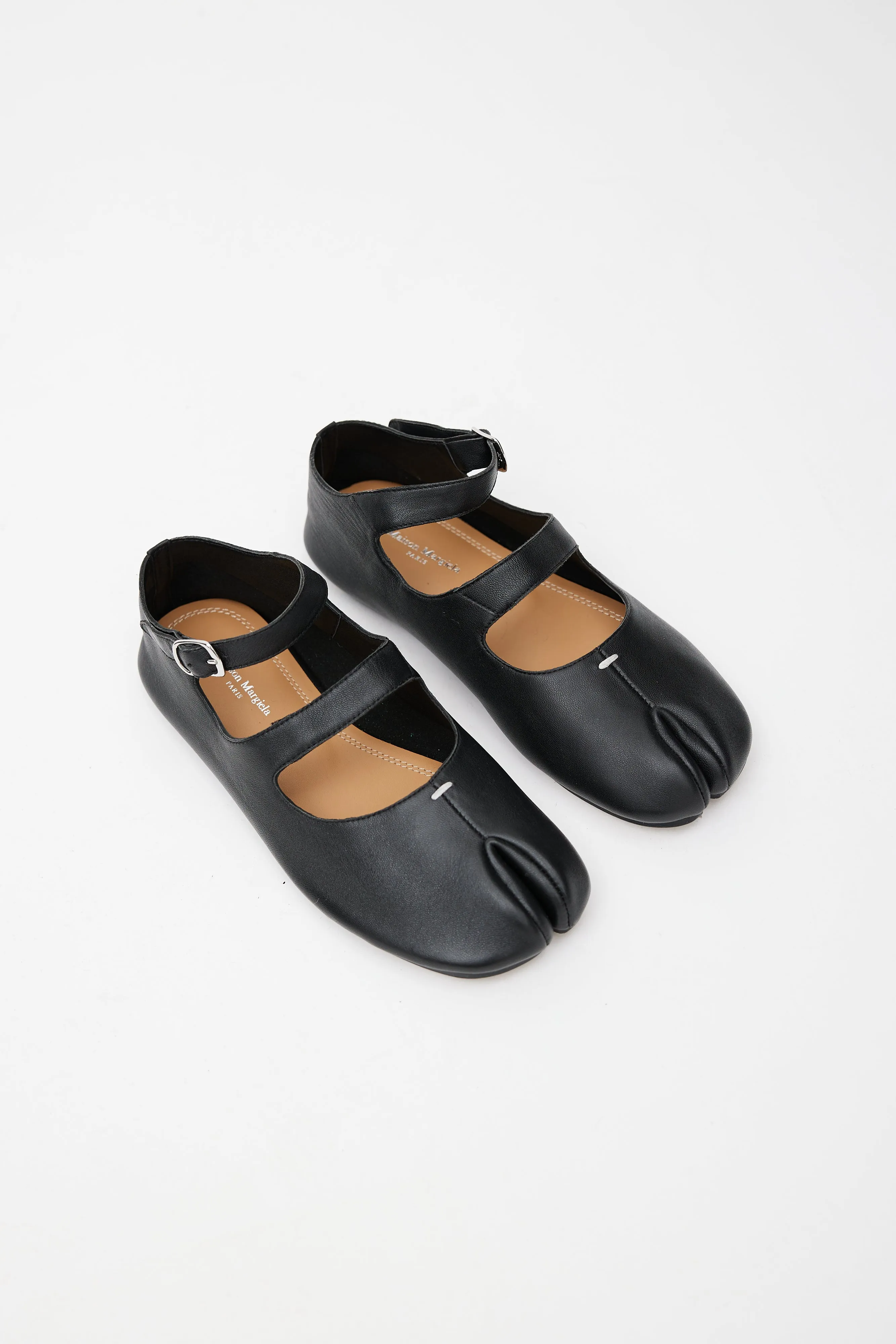 Black Mary Jane Leather Tabi Flat