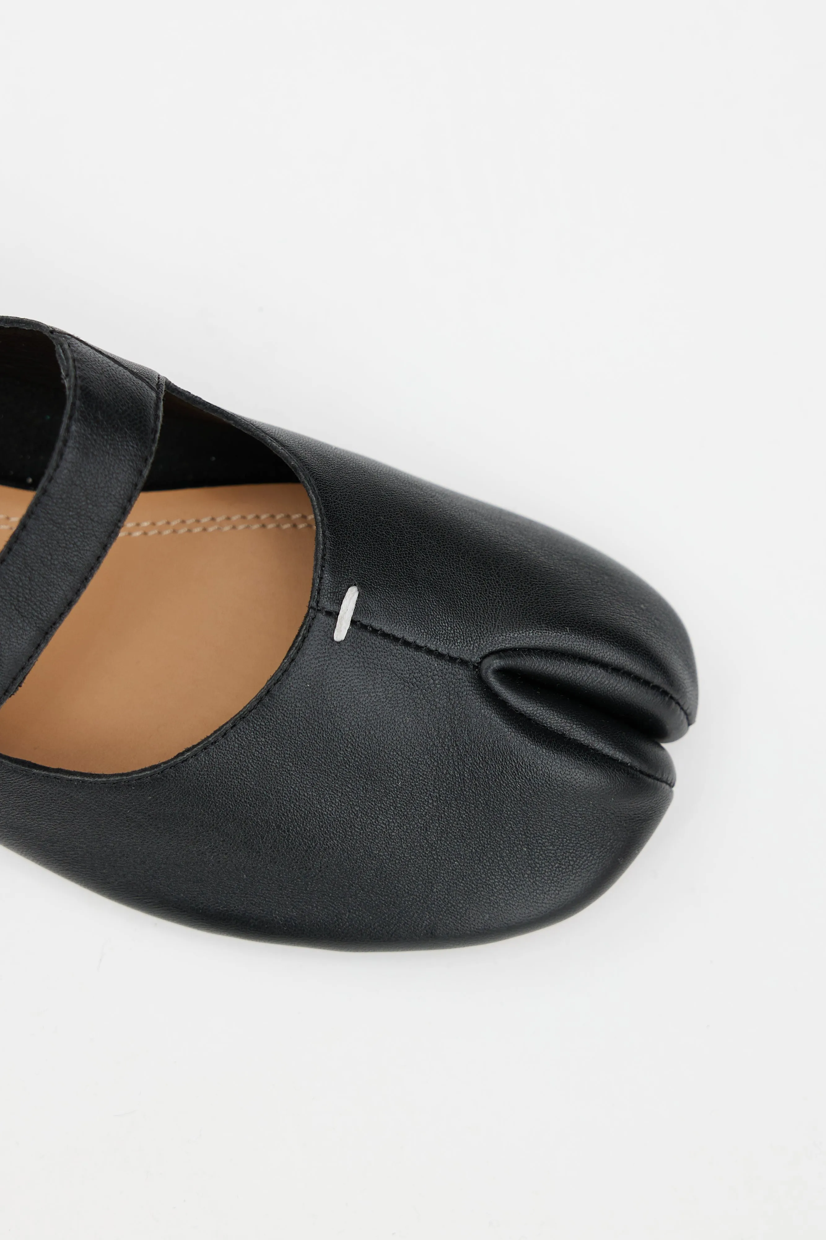 Black Mary Jane Leather Tabi Flat