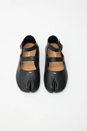 Black Mary Jane Leather Tabi Flat