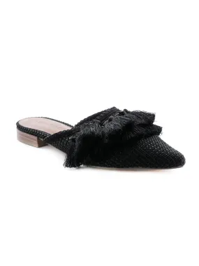 Black Tassel Flat Mules