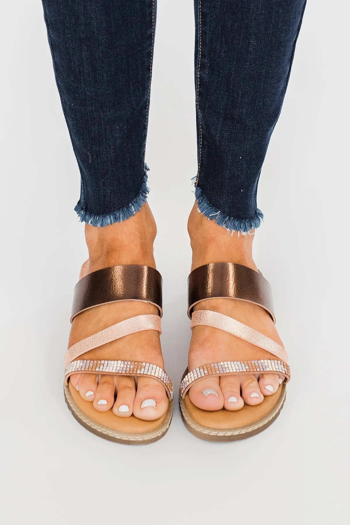 Blowfish Otsi Sandals- Rose Gold & Amber