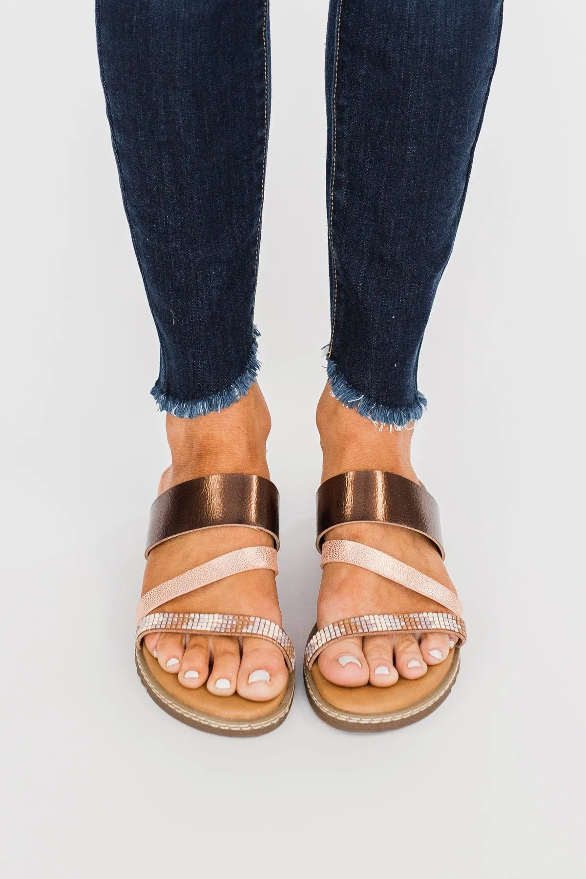 Blowfish Otsi Sandals- Rose Gold & Amber