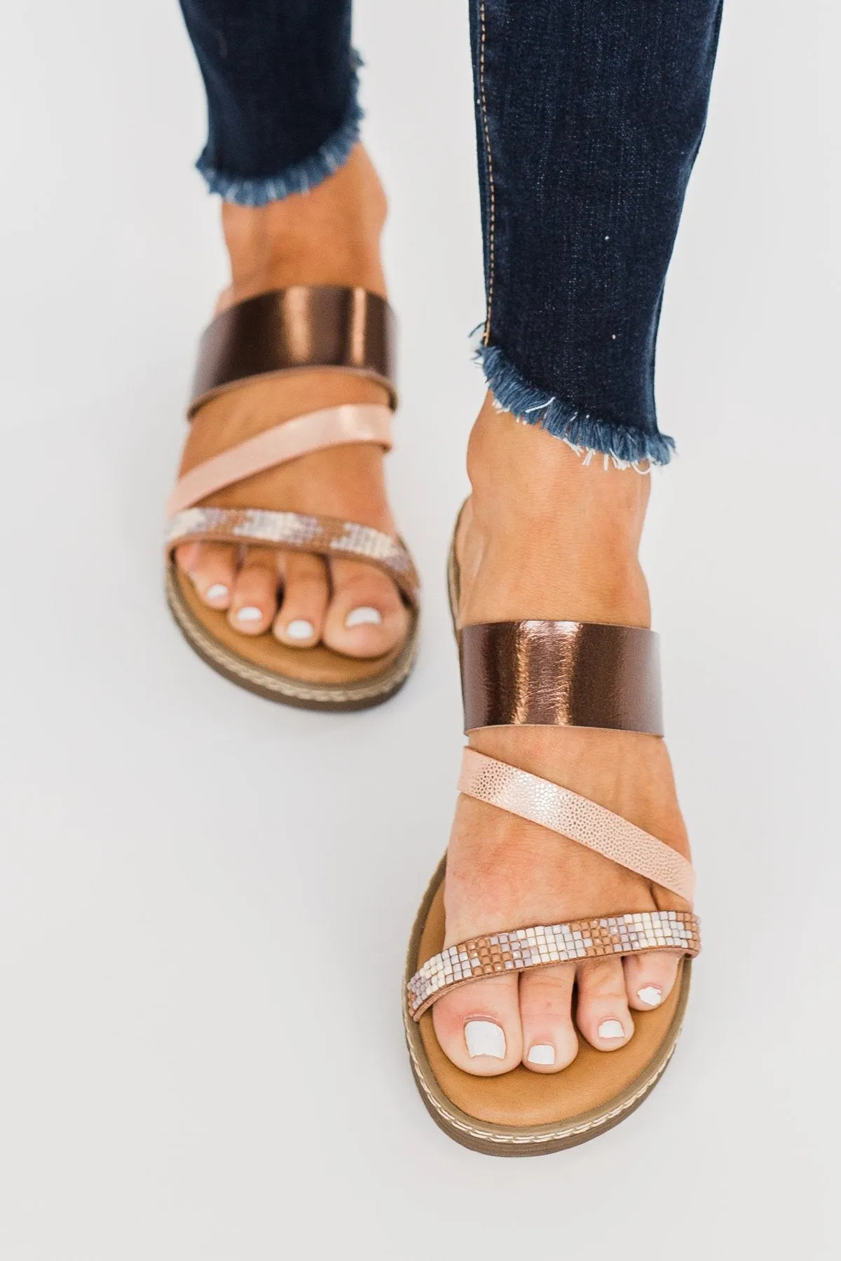 Blowfish Otsi Sandals- Rose Gold & Amber