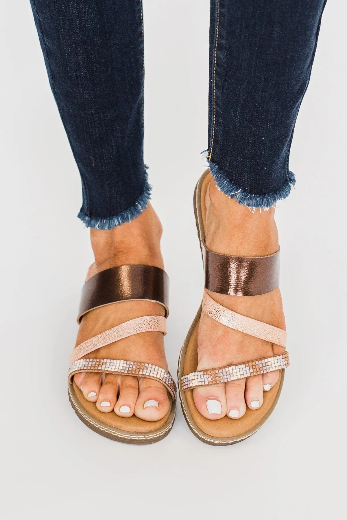 Blowfish Otsi Sandals- Rose Gold & Amber