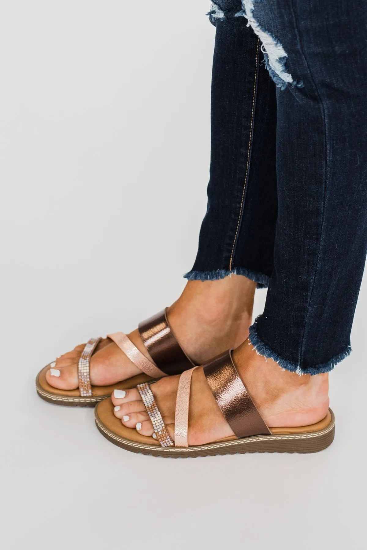 Blowfish Otsi Sandals- Rose Gold & Amber