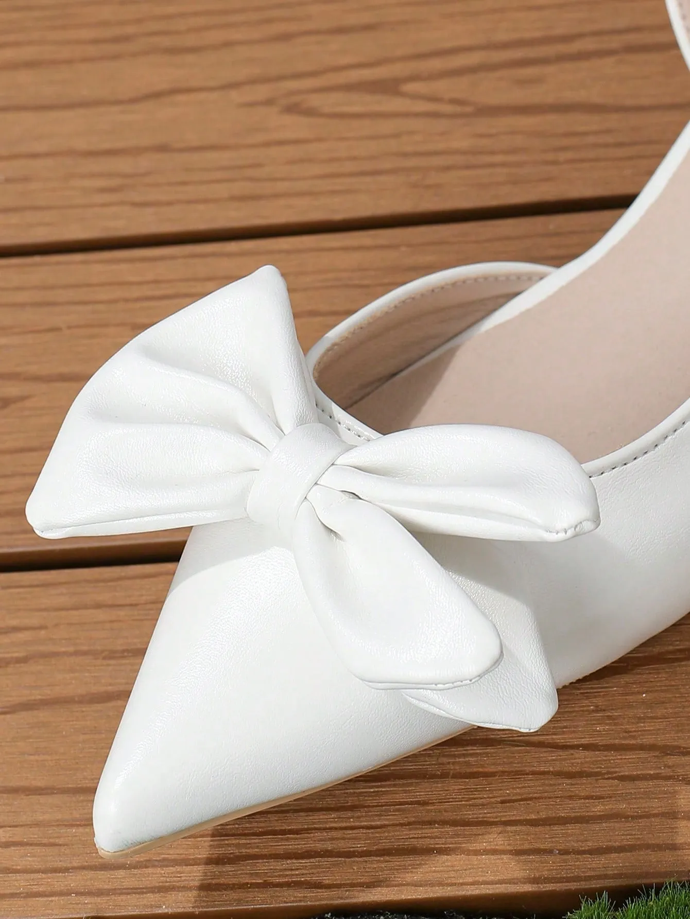 Bow Decor Point Toe Ballet Flats Elegant Flats