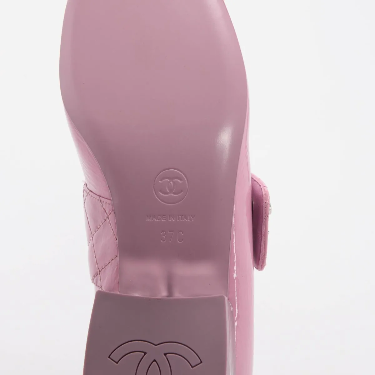 Chanel Pink Crinkled Calfskin Mary Jane Turnlock Flats 37