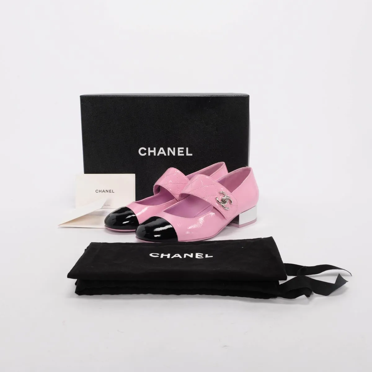 Chanel Pink Crinkled Calfskin Mary Jane Turnlock Flats 37