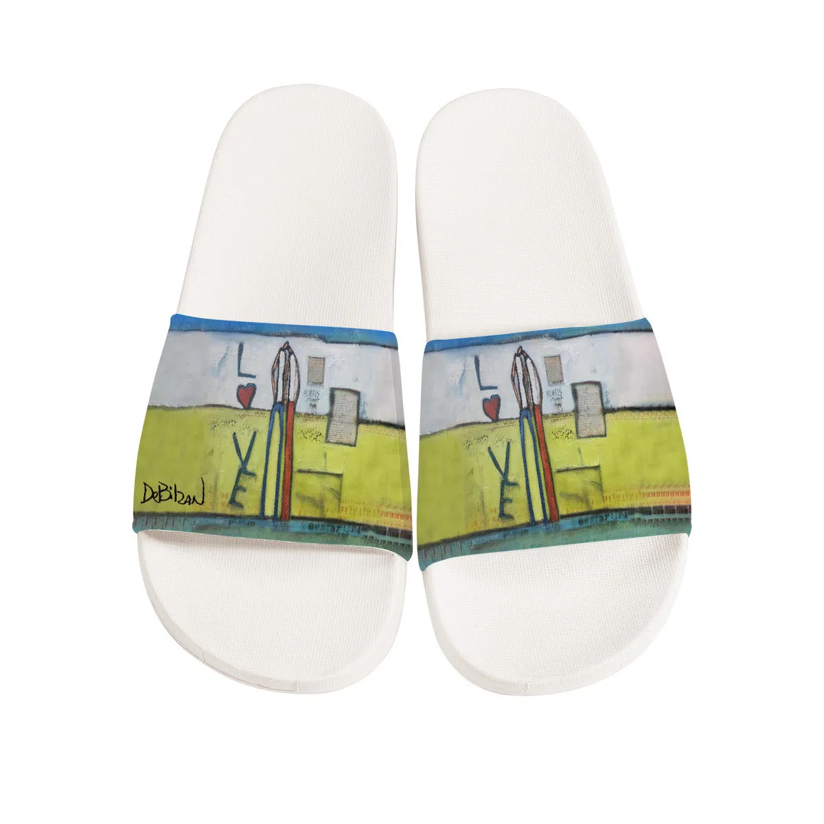 Hearts As One Slide Sandals - White