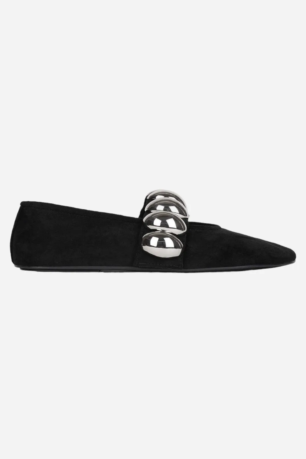 Jeffrey Campbell Ballet-SD Flats in Black Suede Silver