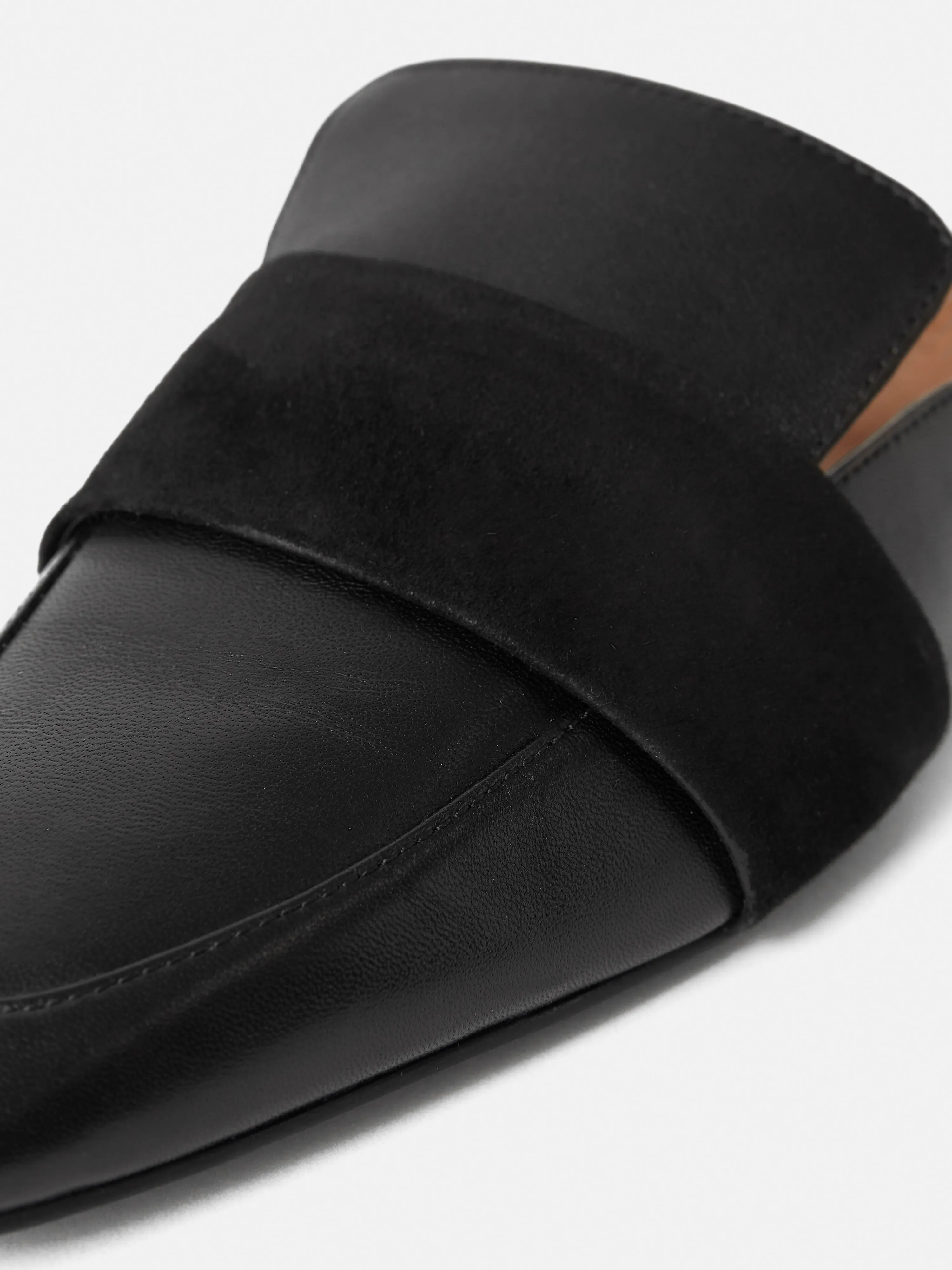 Leather Backless Loafer | Black