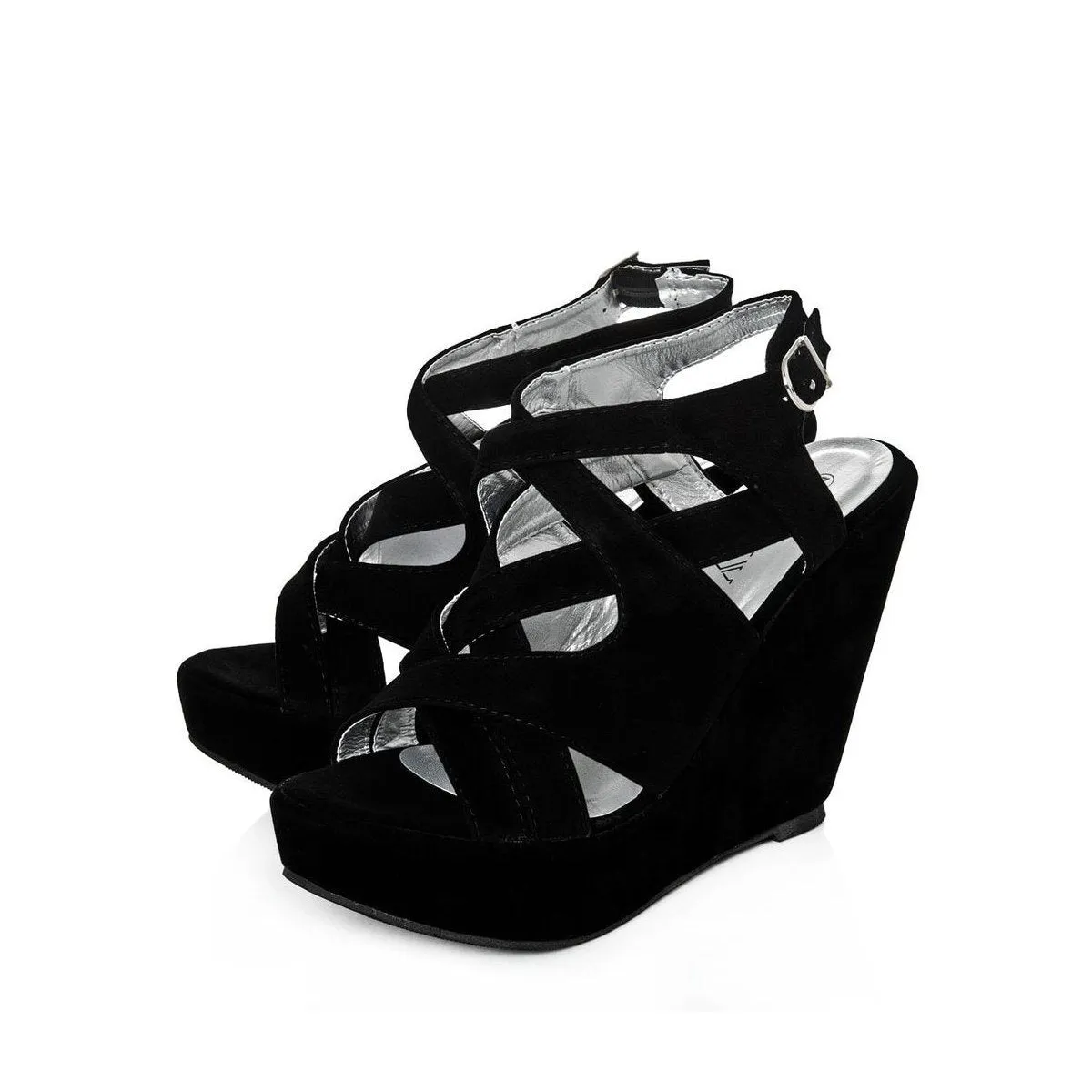 LEEMA Strappy Wedge High Heeled Platform Ankle Strap Sandals