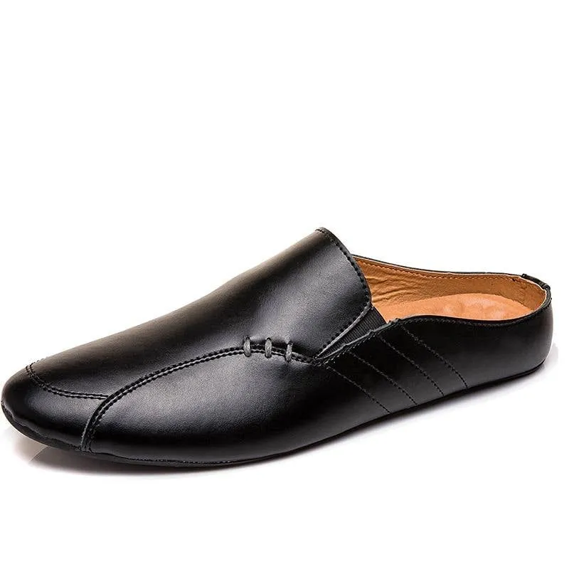 Men's Split Faux Leather Backless Loafers