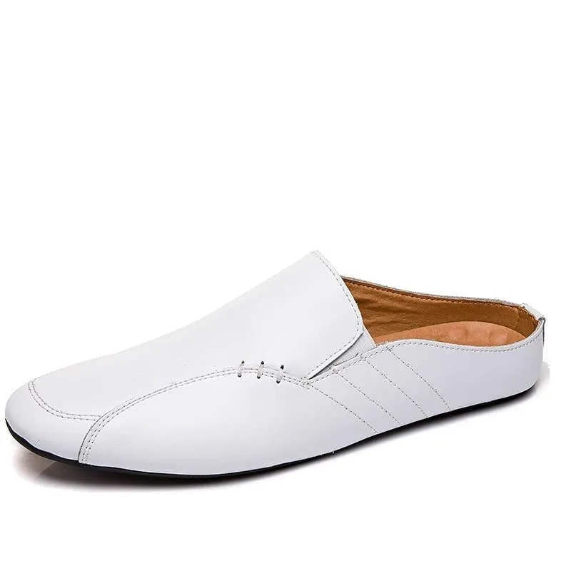 Men's Split Faux Leather Backless Loafers