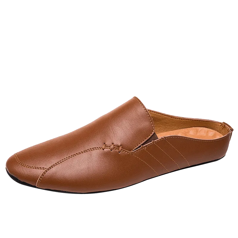 Men's Split Faux Leather Backless Loafers