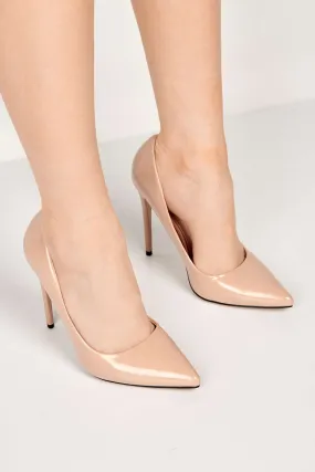 Mila High Stiletto Heel Court Shoe In Nude Patent