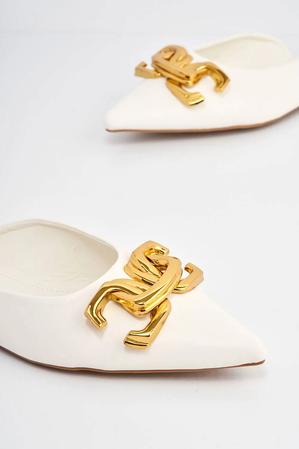 Regina Backless Loafer Sliders in White