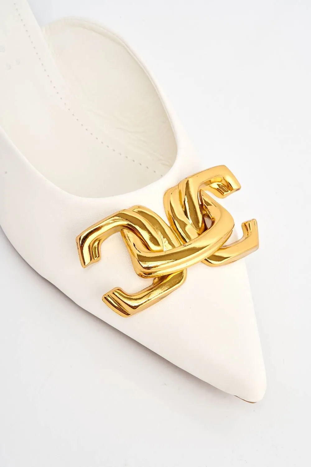 Regina Backless Loafer Sliders in White