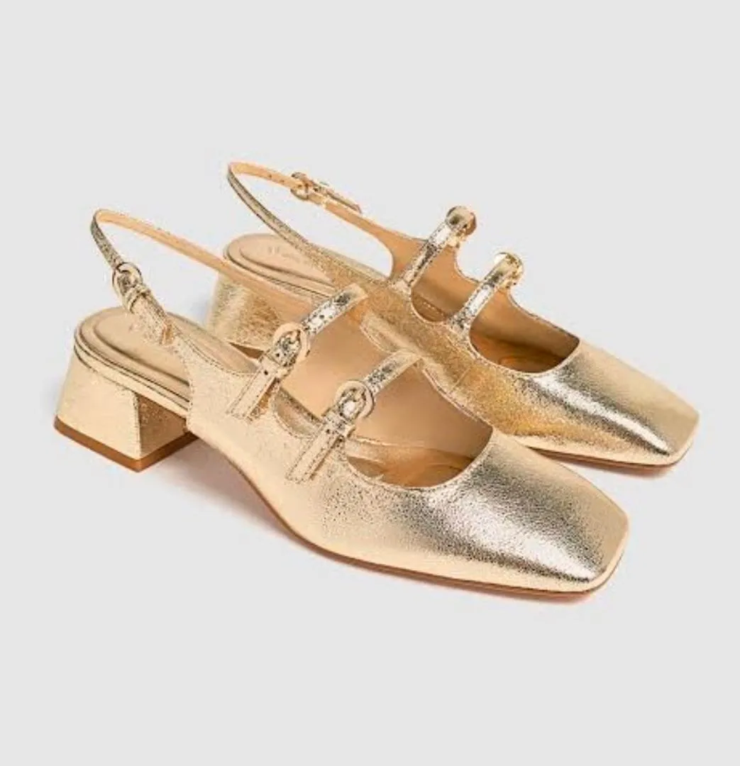 Stradivarius-heeled slingback ballerina