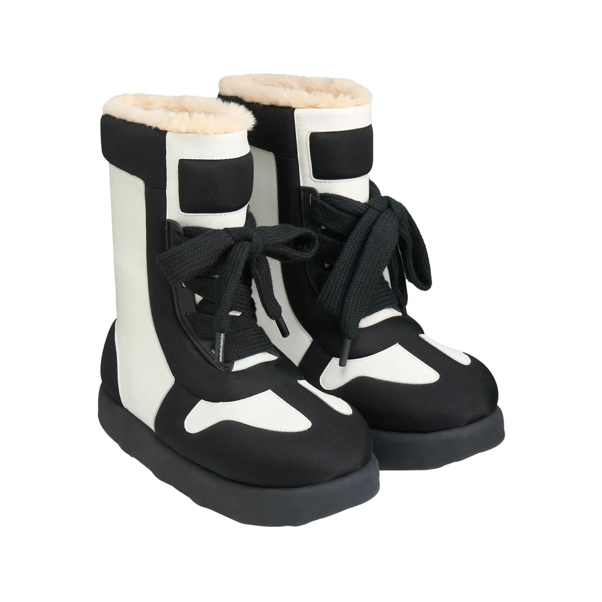 Stuffed Strap Bread Snow Boots In Black White