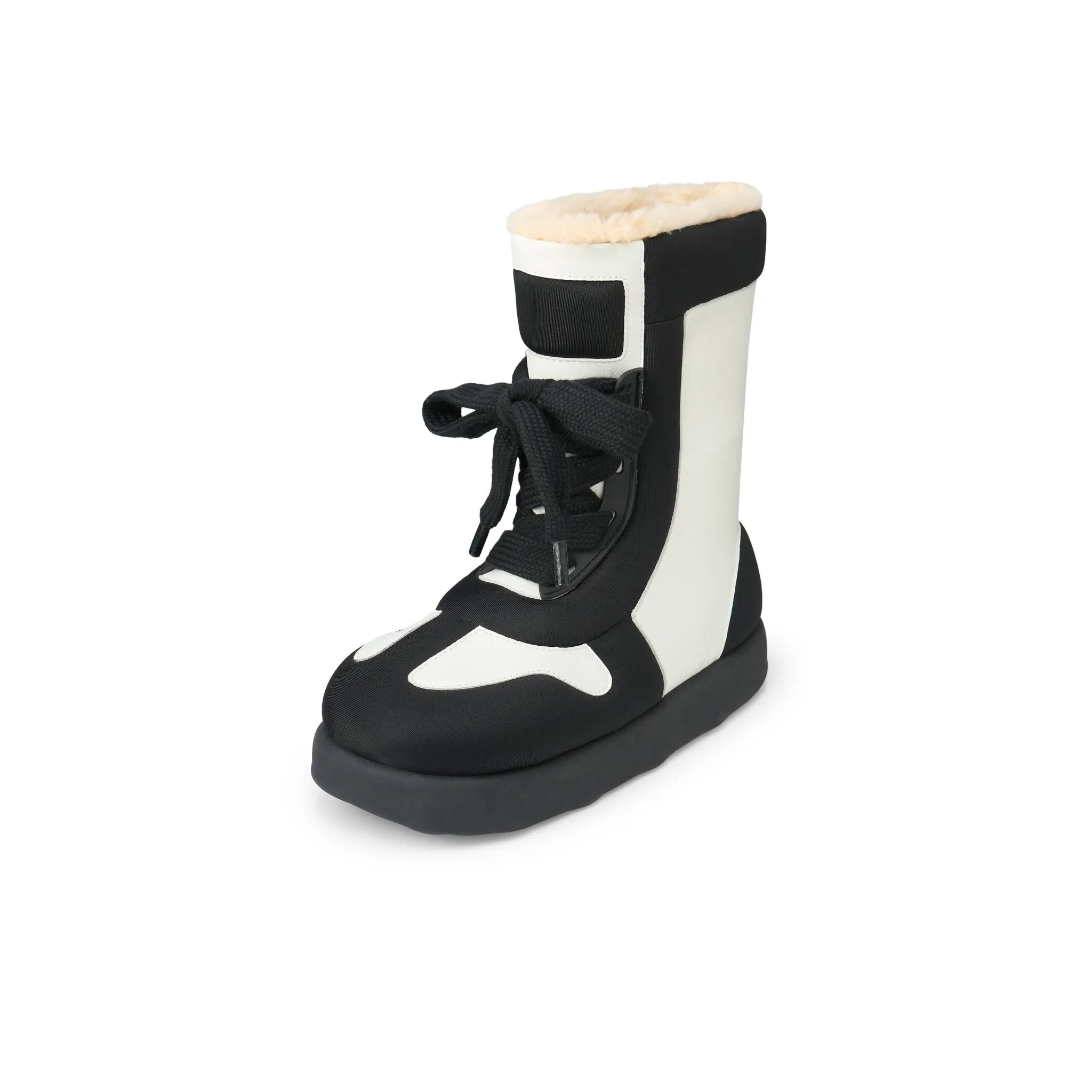 Stuffed Strap Bread Snow Boots In Black White