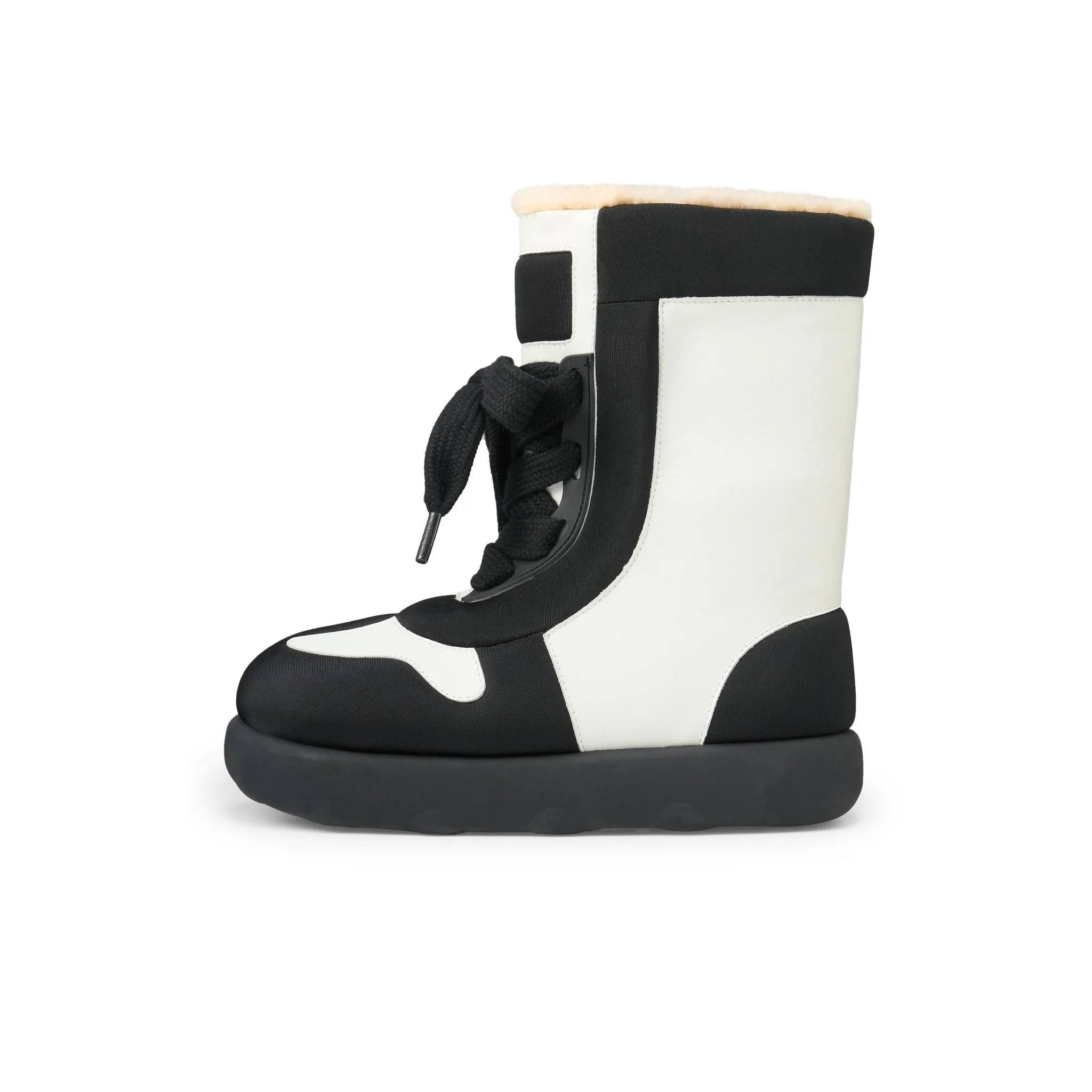 Stuffed Strap Bread Snow Boots In Black White