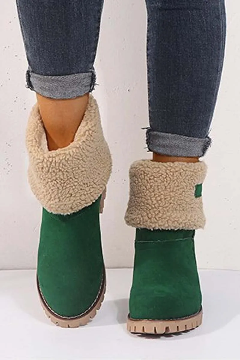 Women's thick heel high heel snow boots women's two-wear plus velvet warm mid-calf boots